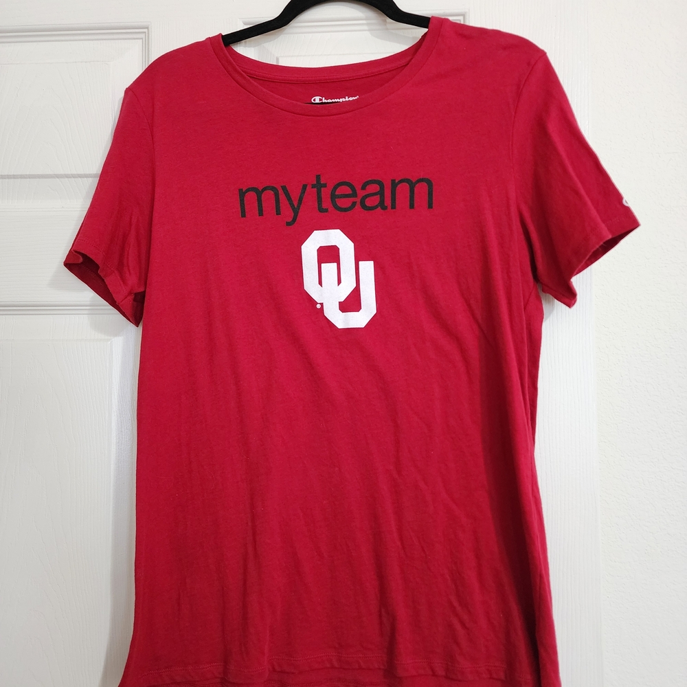 Champion Women's Red My Team OU Graphic Tee Size XL Like New!!!